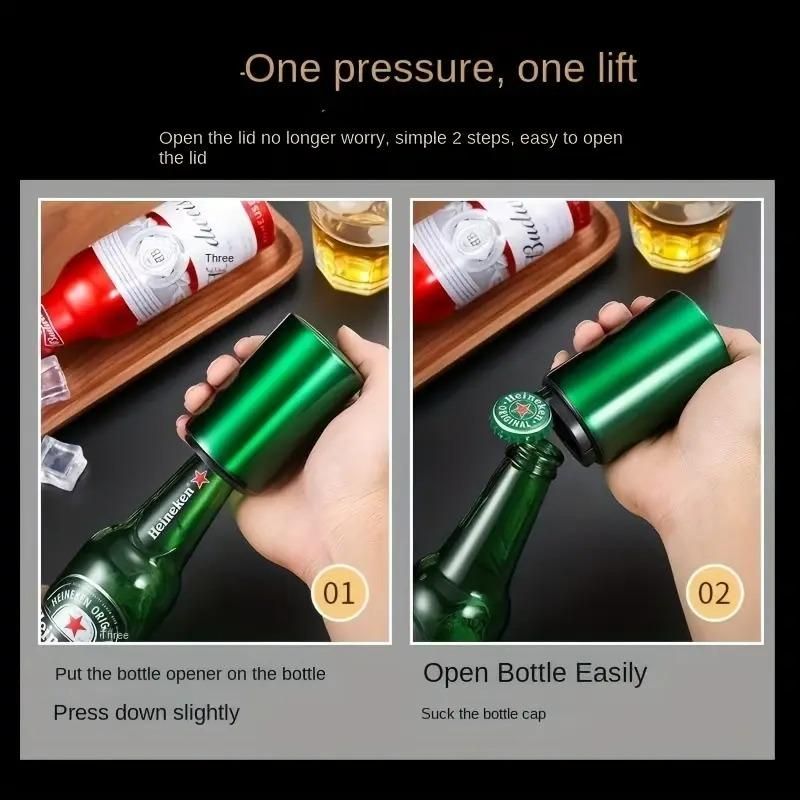 Automatic Push & Pull Bottle Opener Stainless Steel
